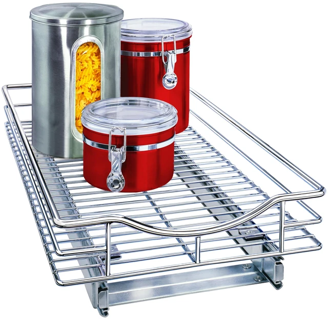Main image of Pull Out Cabinet Organizer, Kitchen Slide Out Drawer | 11W x 18D chrome rollout shelf creates easy-access storage for cookware, pantry items and kitchen essentials inside cabinets