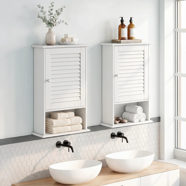 Alt view image 3 of 7 - Medicine Cabinet, Wall Mounted Bathroom Cabinet Single Door Wooden Bathroom Wall Cabinet with Adjustable Shelf