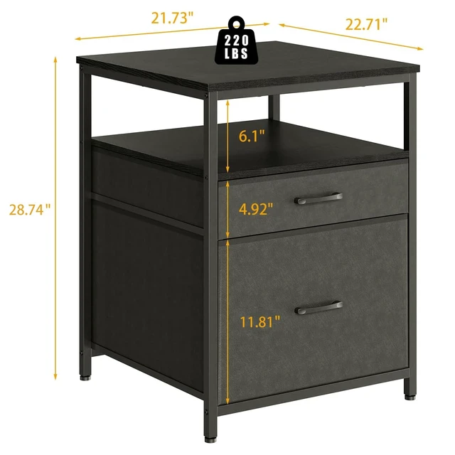 Alt view image 2 of 7 - Mini Fridge Stand with 3 Storage, Mini Fridge Cabinet, Beverage Fridge Table, Heavy Duty 21.3" L* 22.7" W Tabletop, for Dorm, Apartment,Office, Bedroom Black HB01BXB