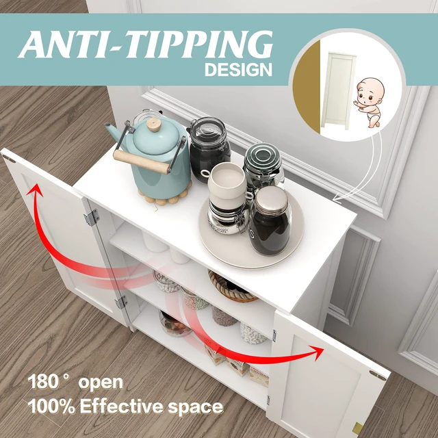 Alt view image 3 of 7 - White Bathroom Storage Cabinet,Bathroom Cabinets Freestanding | With 2 Doors,Towel Cabinet For Bathrooms,Restroom Cabinets,Small Storage Cabinet For Office,Restaurant,Living Room