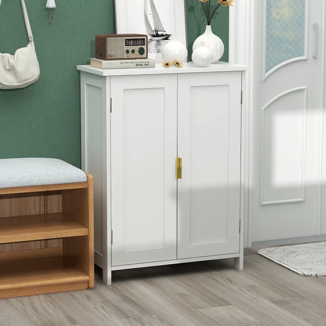 Alt view image 7 of 7 - White Bathroom Storage Cabinet,Bathroom Cabinets Freestanding | With 2 Doors,Towel Cabinet For Bathrooms,Restroom Cabinets,Small Storage Cabinet For Office,Restaurant,Living Room