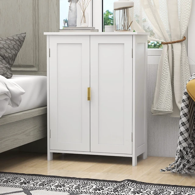 Alt view image 6 of 7 - White Bathroom Storage Cabinet,Bathroom Cabinets Freestanding | With 2 Doors,Towel Cabinet For Bathrooms,Restroom Cabinets,Small Storage Cabinet For Office,Restaurant,Living Room