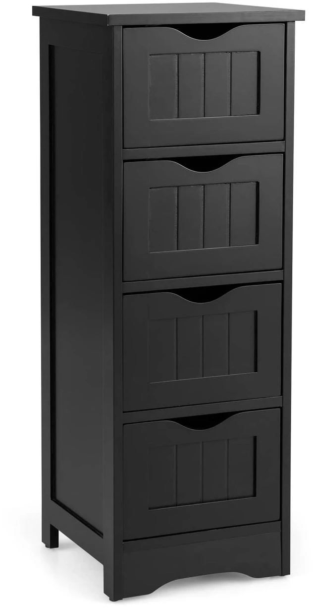 Main image of Bathroom Floor Cabinet, Freestanding Narrow Side Storage Organizer with 4 Drawers, Multifunctional Towel Cabinet with Anti-Tip Kit for Living Room Laundry Entryway (4 Drawers, Black)