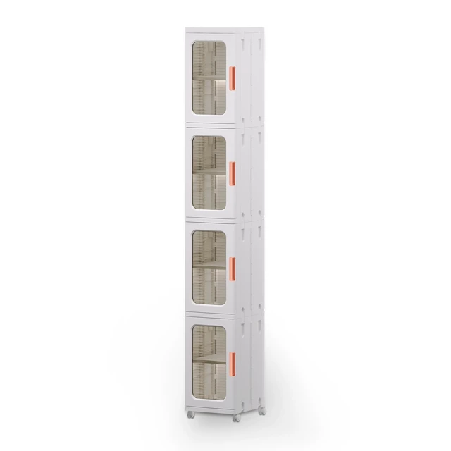 Main image of Narrow Storage Cabinet with Doors and Shelves Tall Skinny Bathroom Storage Kitchen Cabinet with Adjustable Shelf Cabinet Organizer Toilet Paper Storage Linen Closet 4 Layer (White)