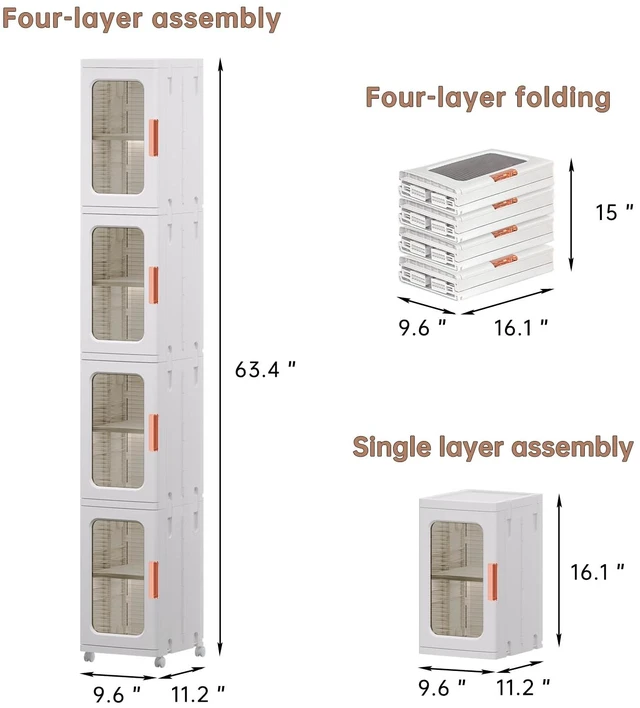 Alt view image 2 of 7 - Narrow Storage Cabinet with Doors and Shelves Tall Skinny Bathroom Storage Kitchen Cabinet with Adjustable Shelf Cabinet Organizer Toilet Paper Storage Linen Closet 4 Layer (White)