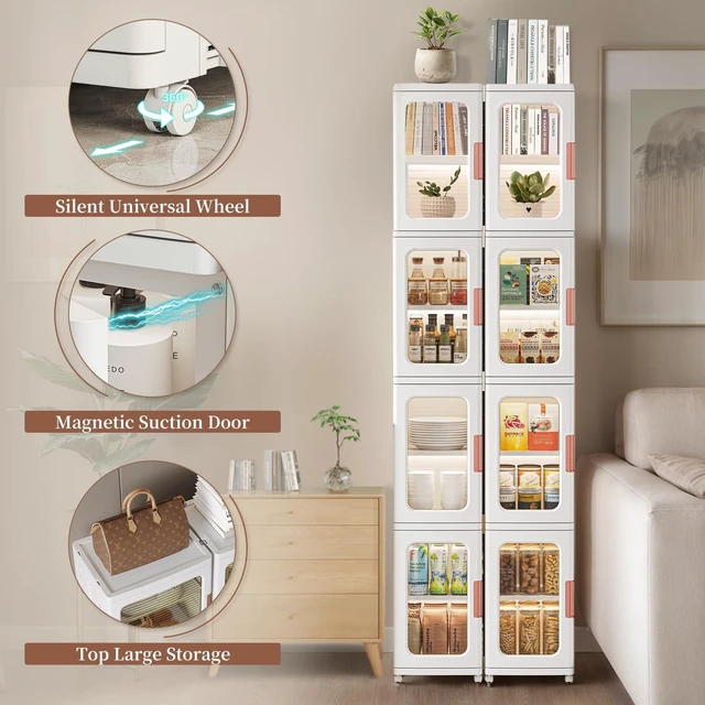 Alt view image 4 of 7 - Narrow Storage Cabinet with Doors and Shelves Tall Skinny Bathroom Storage Kitchen Cabinet with Adjustable Shelf Cabinet Organizer Toilet Paper Storage Linen Closet 4 Layer (White)