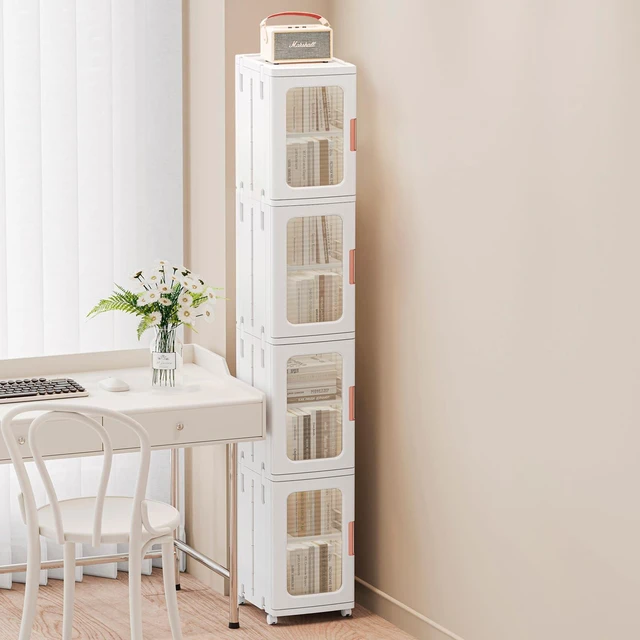 Alt view image 7 of 7 - Narrow Storage Cabinet with Doors and Shelves Tall Skinny Bathroom Storage Kitchen Cabinet with Adjustable Shelf Cabinet Organizer Toilet Paper Storage Linen Closet 4 Layer (White)
