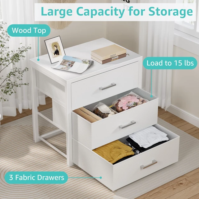 Alt view image 7 of 7 - Closet Drawers White 3 Drawer Dresser for Closet Organizers and Storage Bedroom Dorm Modern