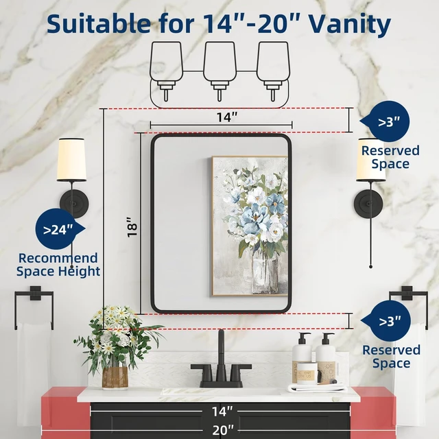 Alt view image 2 of 7 - Medicine Cabinet with Mirror, 14x18 Inch Black Bathroom Mirrored Cabinet, Metal Framed Wall Cabinet with Beveled Mirror, Modern Surface Mount or Recessed Medicine Cabinet with Storage