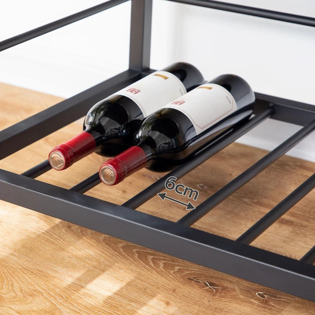 Alt view image 6 of 7 - Kitchen Island with Wine Rack, Industrial Island Counter with Hooks and Protective Rails, 3 Tier Kitchen Shelf with Large Workstation, Easy Assembly, Rustic Brown BF02ZD01