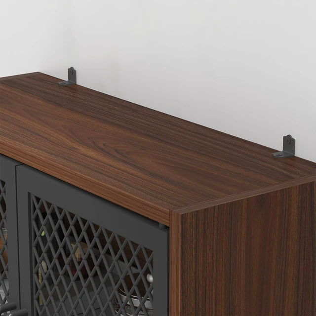 Alt view image 4 of 7 - 65 Inch Over The Toilet Storage Cabinet Wood and Metal Walnut | Over Toilet Bathroom Organizer with Mesh Doors and Shelves Freestanding Bathroom Storage Cabinet Above Toilet