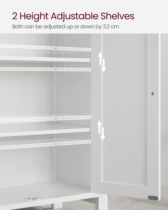 Alt view image 3 of 7 - Bathroom Floor Storage Cabinet, 2 Doors , Cloud White | Freestanding Organizer Unit, Kitchen, Bathroom, Living Room, 31.5"H, HELAN Collection UBCB60W