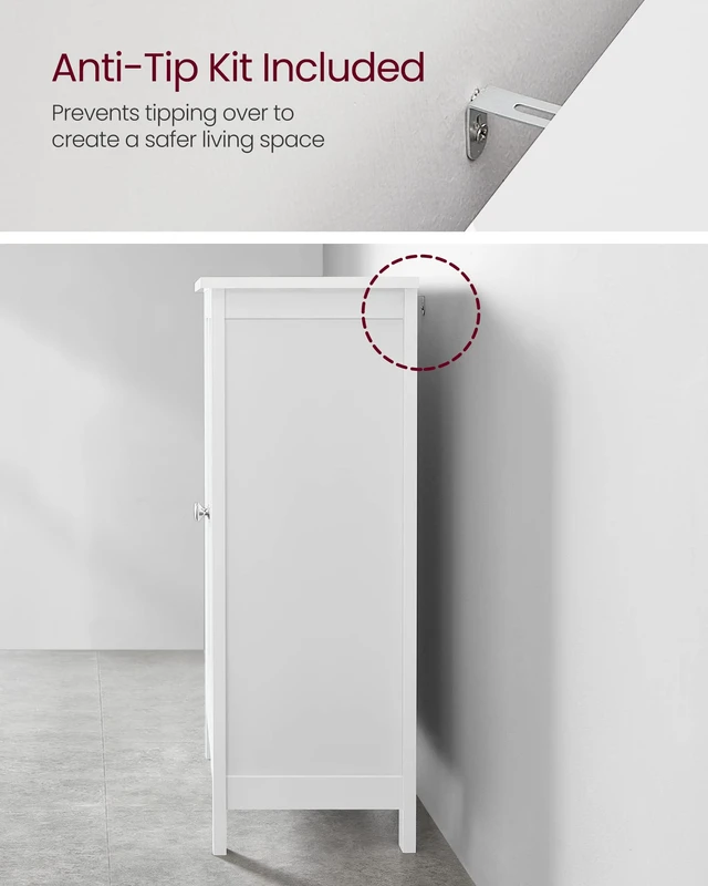 Alt view image 6 of 7 - Bathroom Floor Storage Cabinet, 2 Doors , Cloud White | Freestanding Organizer Unit, Kitchen, Bathroom, Living Room, 31.5"H, HELAN Collection UBCB60W