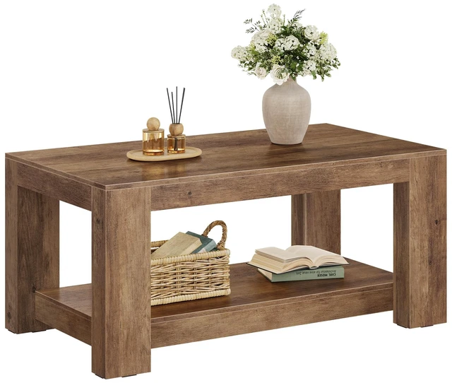 Main image of Coffee Table, 2-Tier Center Table with Rustic Charm and Clean Lines | Farmhouse Style, for Living Room, 21.7 x 39.4 x 17.7 in, Honey Brown, Koni Collection ULCT270K101