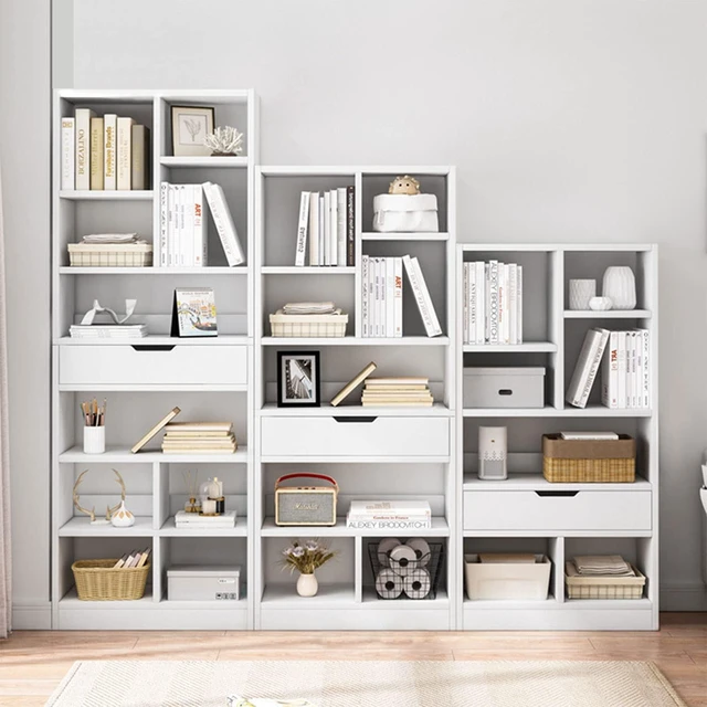 Alt view image 5 of 7 - 51" Tall Open Shelf Bookcase with 7 Cubes and a Drawer, Warm White | Fits Books, Decor, Toys, Storage Cabinet Organizer, Anti-Tip Hardware Prevents Tipping, For Living Room and Bedroom