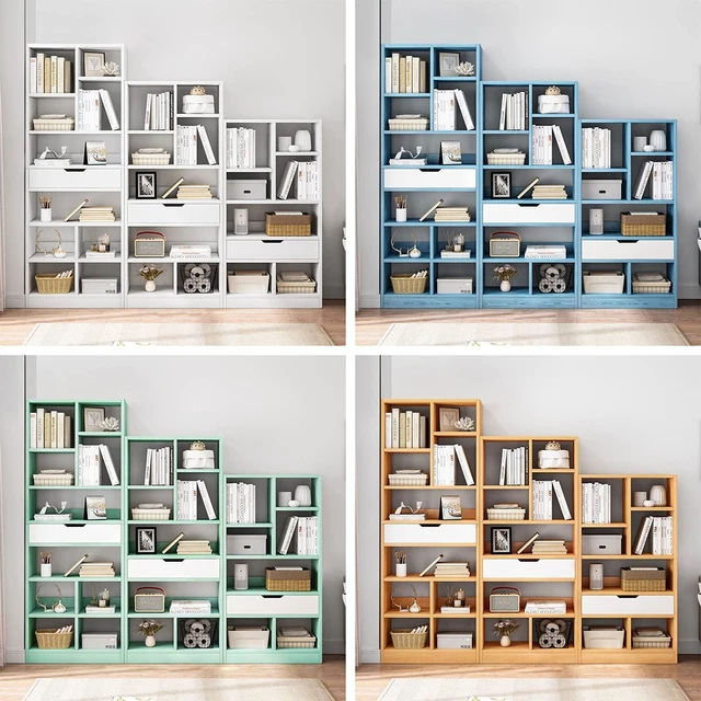 Alt view image 7 of 7 - 51" Tall Open Shelf Bookcase with 7 Cubes and a Drawer, Warm White | Fits Books, Decor, Toys, Storage Cabinet Organizer, Anti-Tip Hardware Prevents Tipping, For Living Room and Bedroom