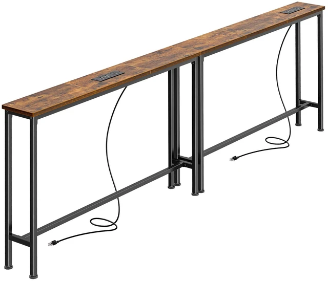 Main image of 78.8 inch Narrow Behind Couch Table with 2 Charging Stations | 2 AC Outlets with USB-C Ports, Extra Storage Behind Sofa, Sofa Table Console Table for Entryway Living room, Rustic Brown