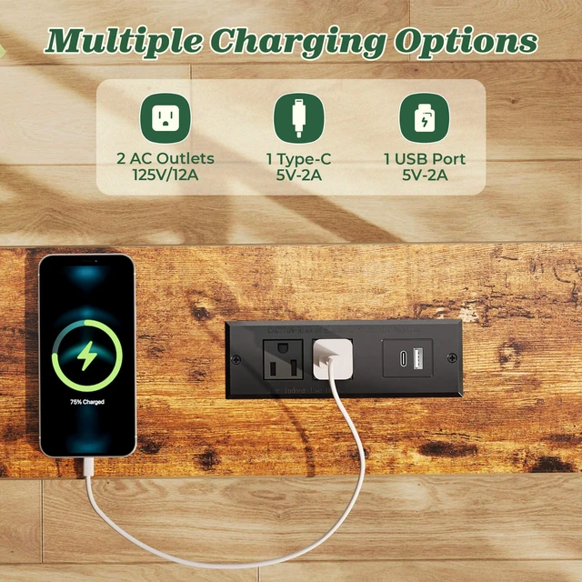 Alt view image 3 of 7 - 78.8 inch Narrow Behind Couch Table with 2 Charging Stations | 2 AC Outlets with USB-C Ports, Extra Storage Behind Sofa, Sofa Table Console Table for Entryway Living room, Rustic Brown