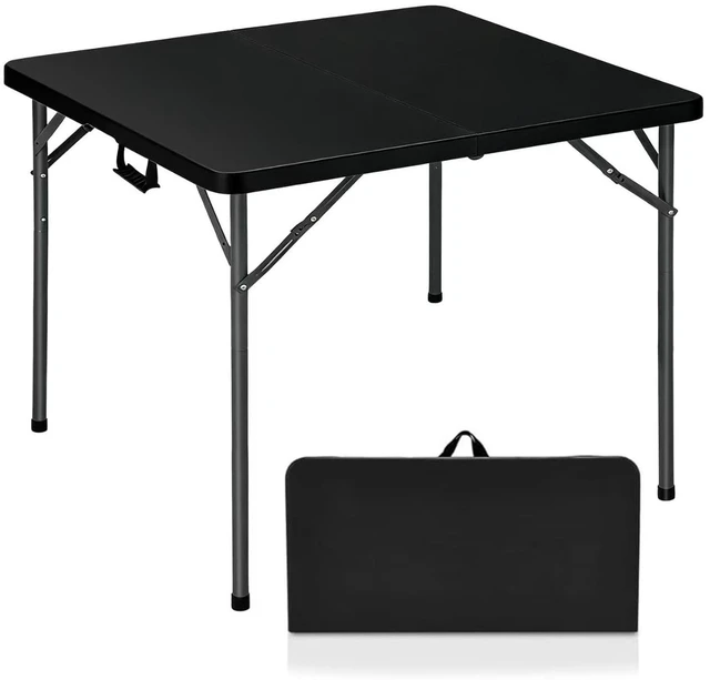 Main image of 34" Square Folding Card Table, Fold in Half Heavy Duty Portable Table with Removable Legs and Carrying Handle, White | HDPE Top for Indoor Outdoor Camping,Picnic,Party,Kitchen