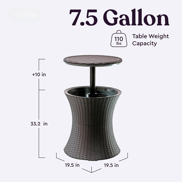 Alt view image 2 of 7 - Pacific Cool Bar Outdoor Patio Furniture and Hot Tub Side Table with 7.5 Gallon Beer and Wine Cooler, Espresso Brown