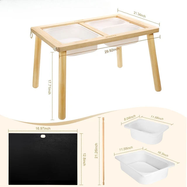 Alt view image 2 of 6 - Sensory Table for Toddlers, Kids Table with 3 Storage Bins FSC Safe | Sand Water Table Graffiti Tabletop, Kids Art Table with Paper Holder, Toddler Activity Table for Play Study Storage 3Y Gifts