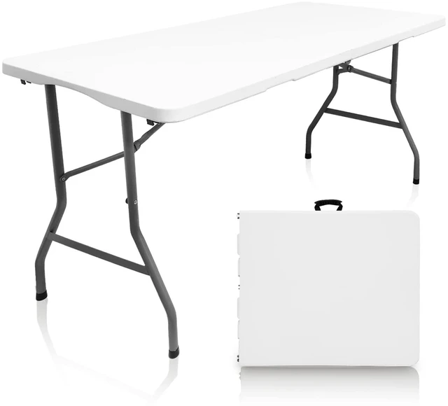 Main image of 5FT Folding Table,Versatile Foldable Table,Portable | Utility folding table ideal for camping, picnics, parties, and indoor & outdoor events. Lightweight design, easy to store.
