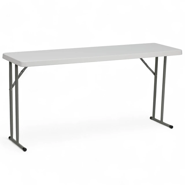 Main image of 5 ft Plastic Folding Training Table, Granite White | Durable Construction, Commercial Use