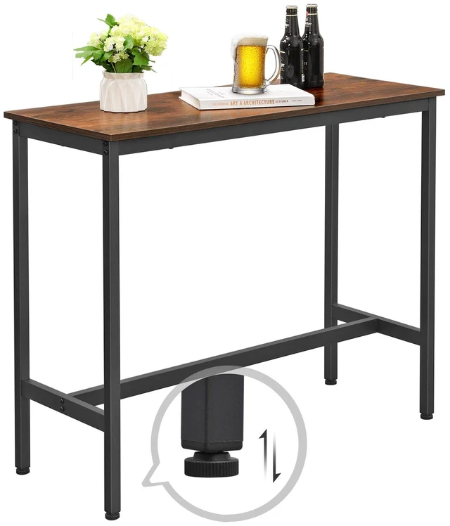 Alt view image 7 of 7 - Bar Table, High Top Pub Table, Narrow Long, Metal Frame | Sturdy Kitchen Dining Table, High Top Pub Table, Modern Basic Design, 39.4 x 35.4 x 15.7 Inches, Rustic Brown ULBT10X