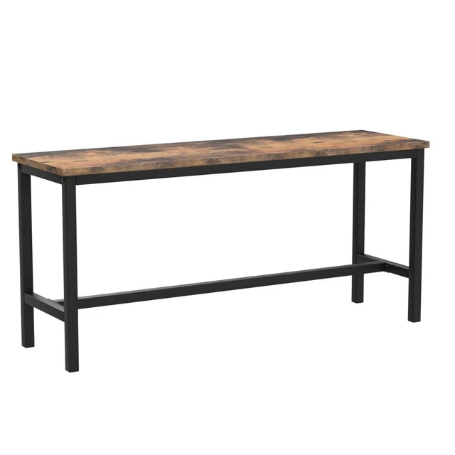 Alt view image 4 of 7 - Dining Bench Set of 2, 42.5'' Kitchen Bench | Industrial Style, Steel Metal Frame, for Kitchen, Dining Room, Living Room, Entryway, Rustic Brown and Black, UKTB33X