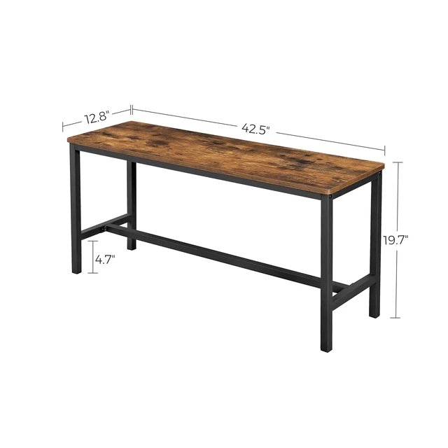 Alt view image 7 of 7 - Dining Bench Set of 2, 42.5'' Kitchen Bench | Industrial Style, Steel Metal Frame, for Kitchen, Dining Room, Living Room, Entryway, Rustic Brown and Black, UKTB33X