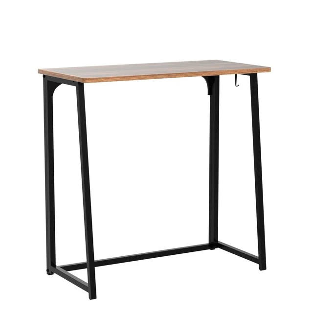 Alt view image 4 of 7 - Folding Desk, 31.5" Foldable Computer Table for Small Spaces, Walnut | Easy Assembly and Fold, Sturdy Home office desks for Study Bedroom Dorm Space Saving Writing Work Apartment