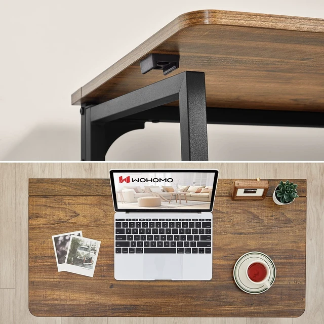 Alt view image 7 of 7 - Folding Desk, 31.5" Foldable Computer Table for Small Spaces, Walnut | Easy Assembly and Fold, Sturdy Home office desks for Study Bedroom Dorm Space Saving Writing Work Apartment