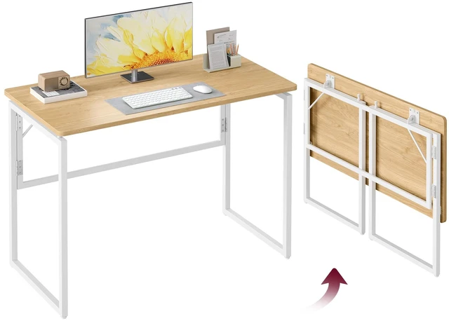 Main image of Folding Desk, Small Computer Desk, Foldable Table 39.4 Inch | One-Piece Desktop,Folding Table for Bedroom, Balcony, Camping, Easy Assembly, Straw Yellow, ULWD152YD01