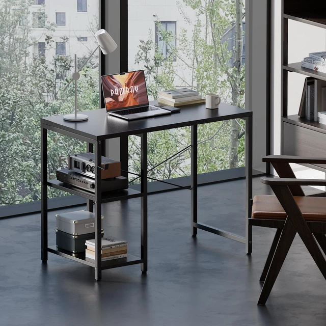 Alt view image 2 of 6 - 32 Inch Small Computer Desk with Shelves for Bedroom Small Spaces | For Home Office, Dorm and Apartment, for Study and Writing, Headphone Hook, Space-Saving, Compact, Easy Setup