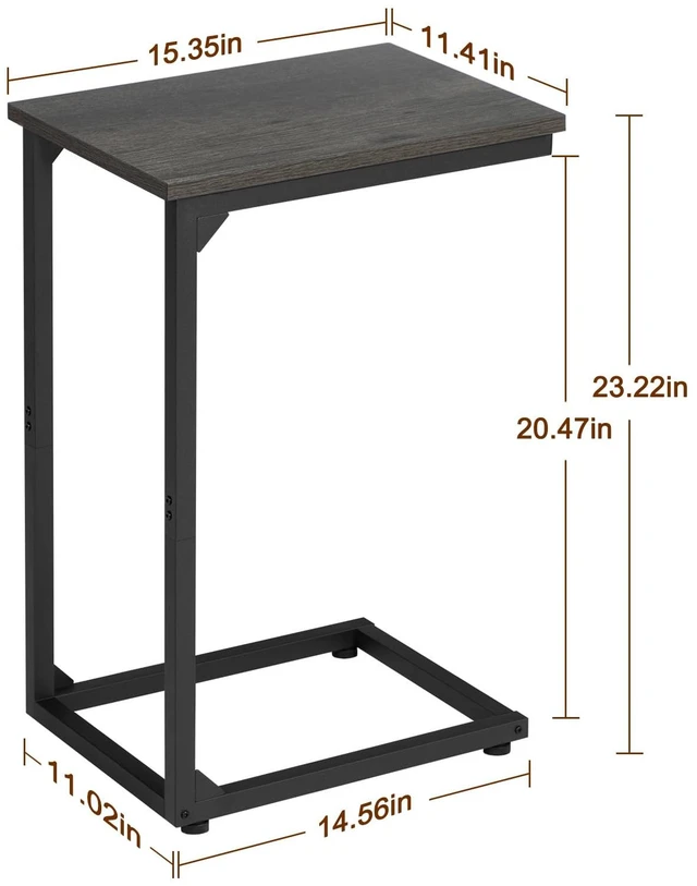 Alt view image 3 of 7 - C Shaped End Table Set of 2, Couch Side Table That Slide Under | TV Trays for Eating on Couch, Narrow Small Space Side Tables for Living Room Bedroom, Dark Grey