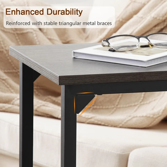 Alt view image 4 of 7 - C Shaped End Table Set of 2, Couch Side Table That Slide Under | TV Trays for Eating on Couch, Narrow Small Space Side Tables for Living Room Bedroom, Dark Grey