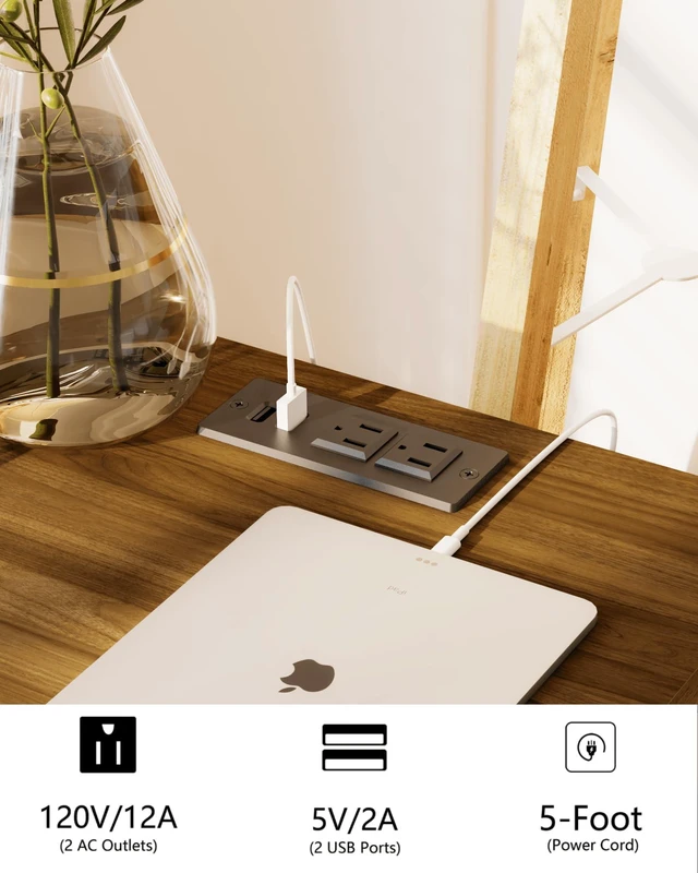 Alt view image 4 of 6 - Nightstand with Outlet,Modern Bedside Table with Storage Drawer and Open Wood Shelf, for Living Room, Bedroom and Small Spaces, Accent Night Stand with Solid Wood Legs, Easy Assembly,Brown