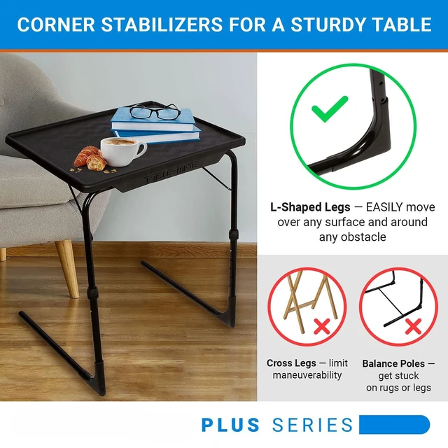 Alt view image 8 of 12 - TV Tray Table | Portable Desk Folding Dinner Tray, Couch Table Trays for Eating Snack Food, Portable Laptop Desk, Bed Trays for Eating | Adjustable TV Trays with 3 Angles and Cup Holder
