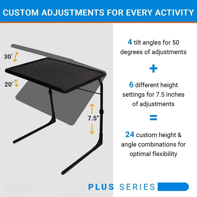 Alt view image 11 of 12 - TV Tray Table | Portable Desk Folding Dinner Tray, Couch Table Trays for Eating Snack Food, Portable Laptop Desk, Bed Trays for Eating | Adjustable TV Trays with 3 Angles and Cup Holder