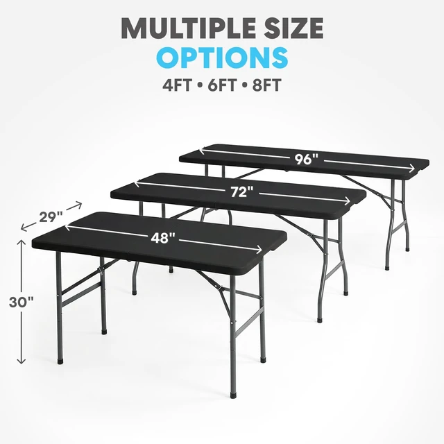 Alt view image 6 of 6 - 4ft Portable Plastic Folding Table Indoor & Outdoor Heavy-Duty Foldable Utility Table w/Handle for Party & Camping (Black)
