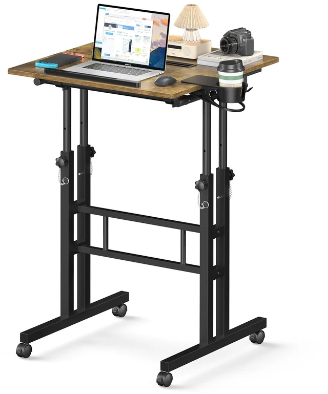 Main image of Small Standing Desk with Wheels, Mobile Stand Up Desk, Portable Standing Table on Wheels for Walking Pad, Rolling Computer Desk Adjustable Height, Tall Table