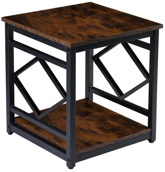 Main image of Mini Fridge Stand Table with Large Capacity Storage, 18 Rustic Industrial End Table Side Table with 2-Tier for Beverage, Refrigerator, Dorm, Apartment,Office, Bedroom Corner