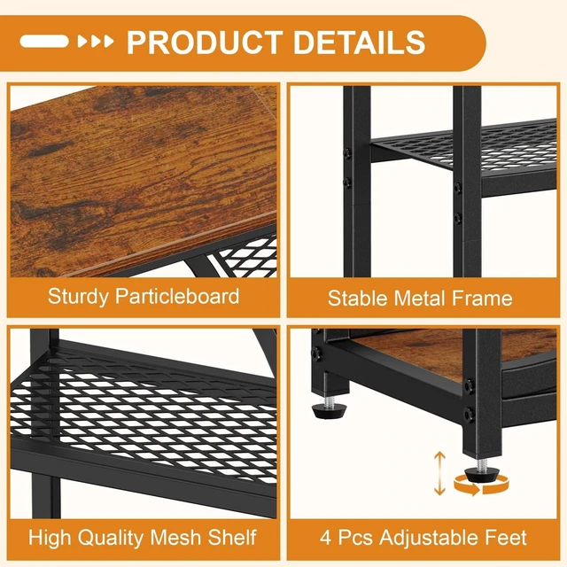 Alt view image 7 of 7 - Entryway Table, Console Table with Charging Station, Industrial Narrow Sofa Table with 5 Tier Storage Shelves, Entrance Table for Hallway, Behind The Couch, Living Room, Foyer