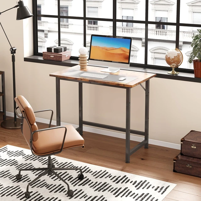 Alt view image 2 of 6 - Small Desk, 24 Inch Small Computer Desk for Spaces, Compact Tiny Mini Simple Desk Table for Bedroom Home Office Writing Work Study Kids Student Teacher, Bonus Mousepad, Rustic Brown