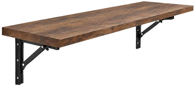 Main image of Wall Mounted Desk, Murphy Desk, Wall Mounted Folding Table, 48x16 Brown | Laundry Folding Table, Fold Down Work Bench, Foldable Station, Floating Bar, Hanging, Dining, Kitchen, Clothes