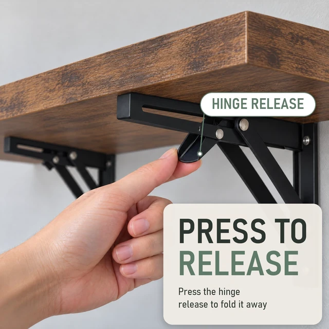 Alt view image 7 of 7 - Wall Mounted Desk, Murphy Desk, Wall Mounted Folding Table, 48x16 Brown | Laundry Folding Table, Fold Down Work Bench, Foldable Station, Floating Bar, Hanging, Dining, Kitchen, Clothes