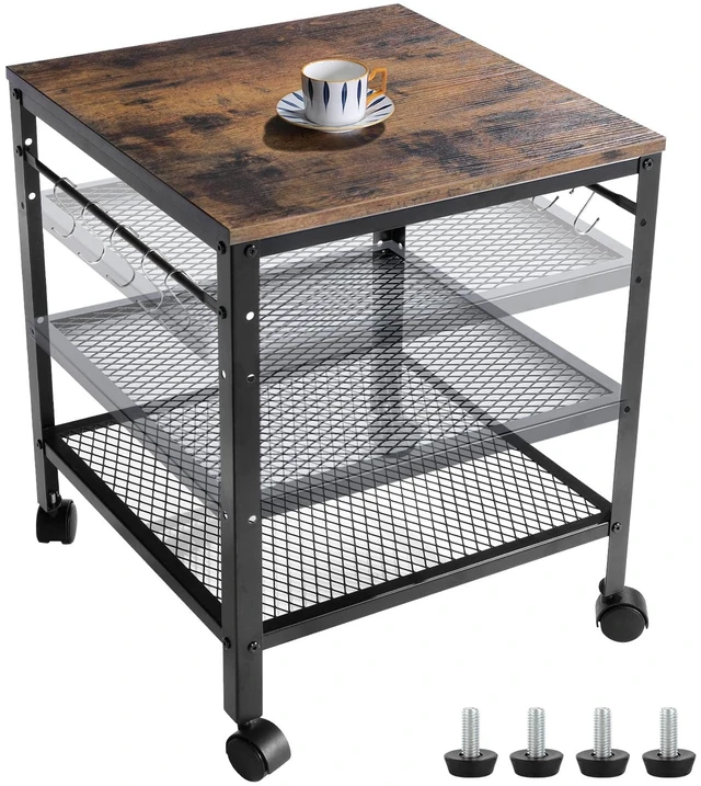 Main image of Rustic End Table, 2-Tier Side Table with Adjustable Height Shelf, 19.7" x 19.7" x 24", 143 lb Weight Capacity, Great for Mini Fridge Stand, Printer Stand, Aquarium Stand, Nightstand, Coffee Table