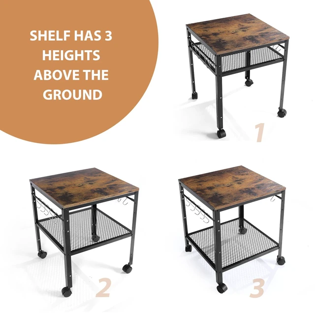 Alt view image 3 of 7 - Rustic End Table, 2-Tier Side Table with Adjustable Height Shelf, 19.7" x 19.7" x 24", 143 lb Weight Capacity, Great for Mini Fridge Stand, Printer Stand, Aquarium Stand, Nightstand, Coffee Table