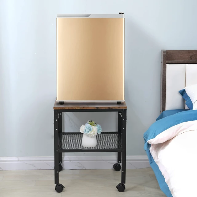 Alt view image 6 of 7 - Rustic End Table, 2-Tier Side Table with Adjustable Height Shelf, 19.7" x 19.7" x 24", 143 lb Weight Capacity, Great for Mini Fridge Stand, Printer Stand, Aquarium Stand, Nightstand, Coffee Table