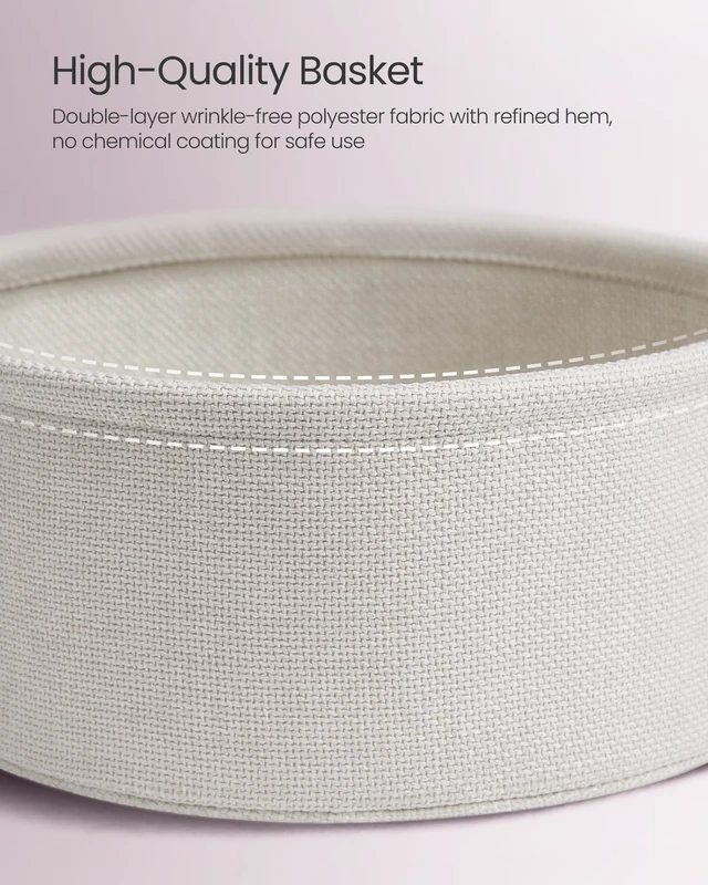 Alt view image 7 of 7 - Small Round Side End Table, Small Nightstand with Fabric Basket | Modern Bedside Table Set of 2, for Living Room, Bedroom, Jelly Pink and Cream White, LILEA Collection ULET225SA01S